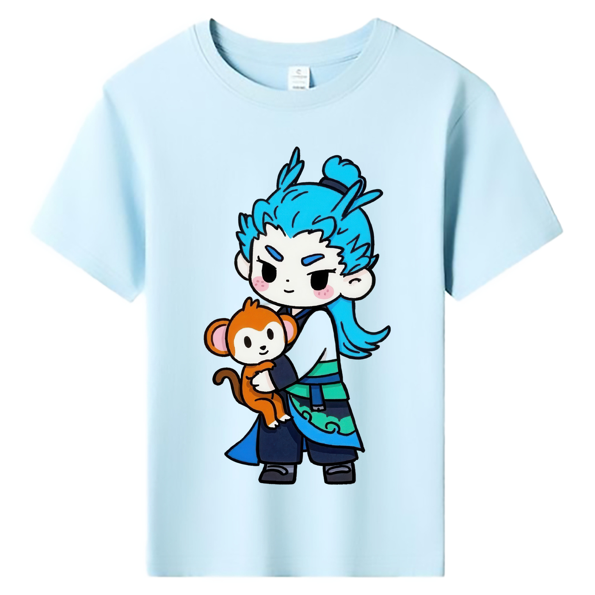 （画像用） Ne Zha 2 ナタ 魔童の大暴れ 綿100％キッズTシャツ（フロントプリント）
